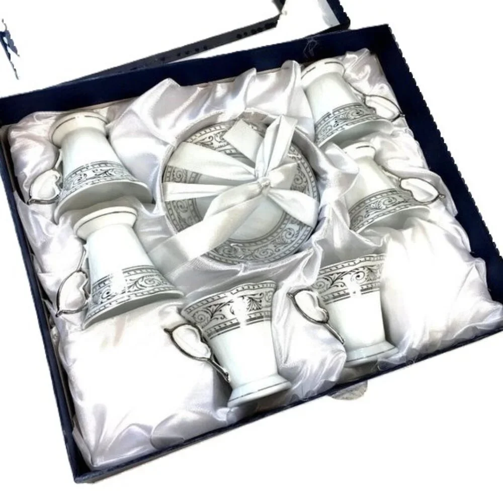JOSEPH SEDGH Tea Espresso cups & Saucers Fine Porcelain Set 6 Tableware NWOT